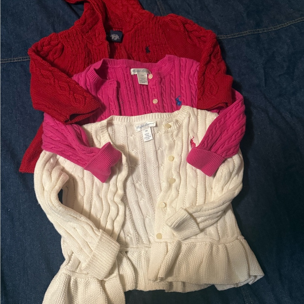 Ralph Lauren Vibrant Cable Knit Cardigan Trio